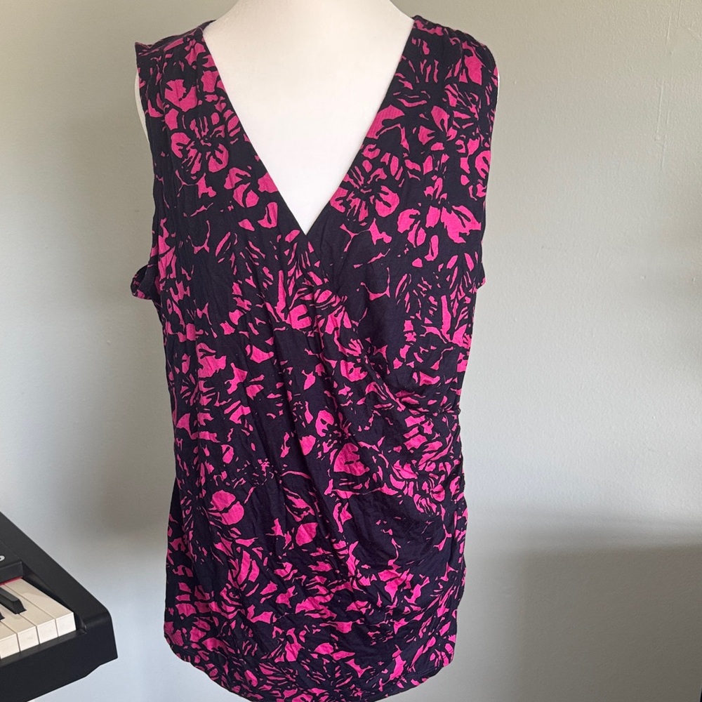 Talbots Pink and Black Floral Blouse